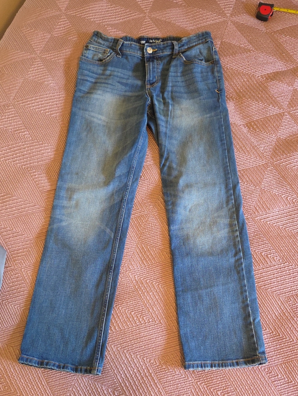Boys's Straight Denim Jeans in Blue - Classic Everyday Fit 14